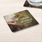 Bride, Cowboy Boots en Sunflower Ranch Wedding Kartonnen Onderzetters (Schuin)