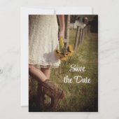 Bride, Cowboy Boots, Sunflower Boerderij Save the  Kaart (Voorkant)