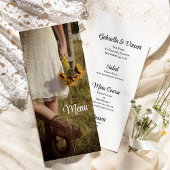 Bride, Cowboy Boots, Sunflower Ranch Wedding Menu
