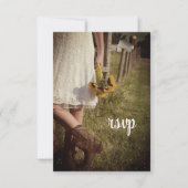 Bride, Cowboy Boots, Sunflower Ranch Wedding RSVP (Voorkant)