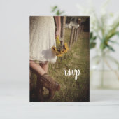 Bride, Cowboy Boots, Sunflower Ranch Wedding RSVP (Staand voorkant)