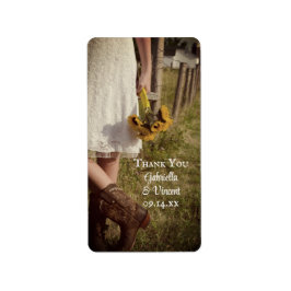 Bride, Cowboy Boots, Sunflower Weddenschap Dank je Etiket