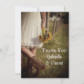 Bride, Cowboy Boots Sunflower Weddenschap Dank je Notitiekaartje (Voorkant)