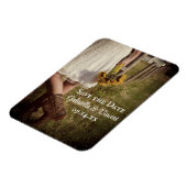 Bride Cowboy Boots Sunflower Wedding Save the Date Magneet (Linkerzijde)