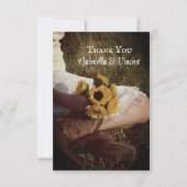 Bride Cowboy Boots zonnebloemen Flat Dank je Bedankkaart (Voorkant)