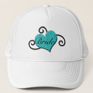 "Bride" - Cracked Turquoise/Aqua Heart Trucker Pet