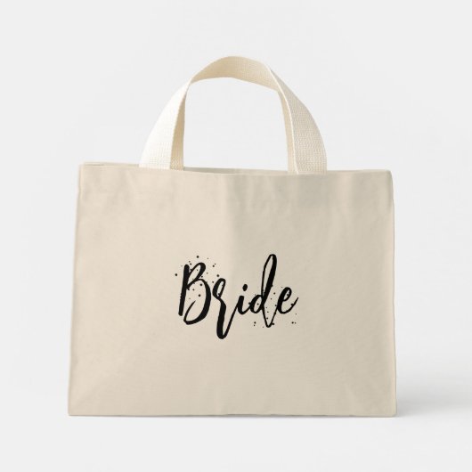Bride Cute Fun Calligraphy Script Simple Black Mini Tote Bag (Achterkant)