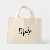 Bride Cute Fun Calligraphy Script Simple Black Mini Tote Bag (Voorkant)