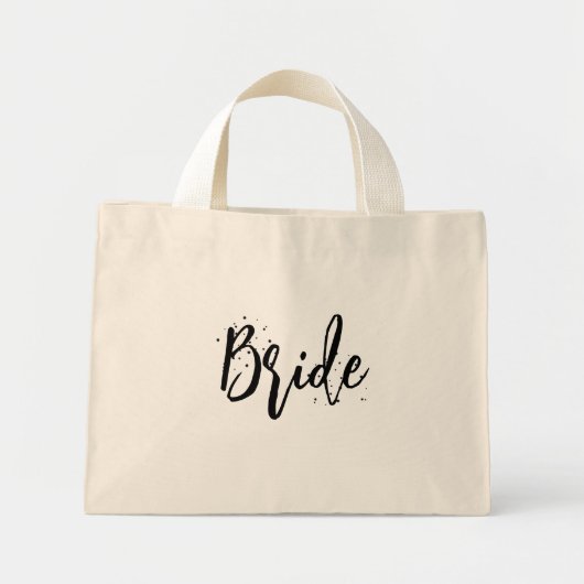 Bride Cute Fun Calligraphy Script Simple Black Mini Tote Bag (Voorkant)