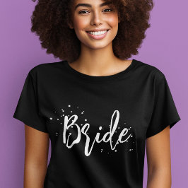 Bride Cute Fun Calligraphy Script Simple Black T-shirt