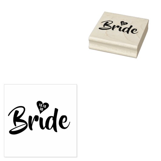 Bride Datum Hart Persoonlijk Rubberstempel (Gestempeld)