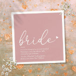 Bride Definitie Vrijgezellenfeest Blush Roze Scrip Servet<br><div class="desc">Personaliseer met de definitie van de bruid aan creëer een uniek cadeau voor vrijgezellenfeesten,  bachelorette of hen partijen en bruiloften. Een perfecte manier om haar te shows hoe geweldig ze is op haar grote dag en een perfecte hoede voor de rest van haar leven. Ontworpen door: Thisnotme©</div>