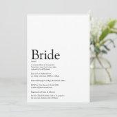 Bride Definitie Zwart-wit Vrijgezellenfeest Kaart (Staand voorkant)