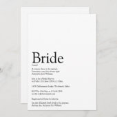 Bride Definitie Zwart-wit Vrijgezellenfeest Kaart (Voorkant / Achterkant)