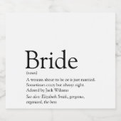 Bride Definition, Vrijgezellenfeest, bruiloft Sparkling Wijnetiket (Enkel label)