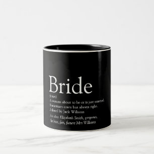 Bride Definition, Vrijgezellenfeest, bruiloft Tweekleurige Koffiemok