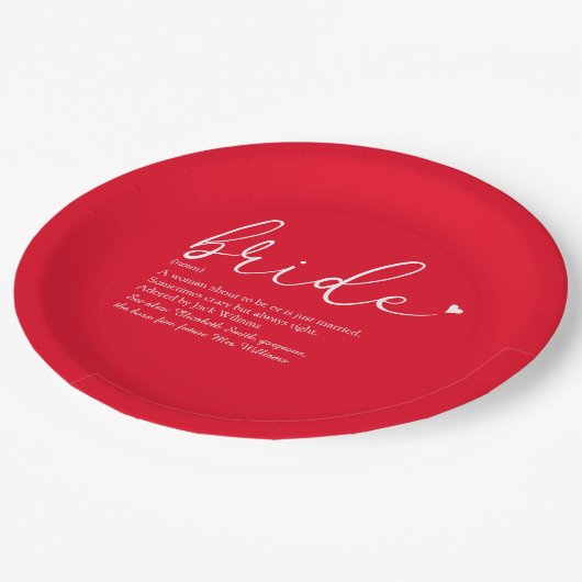 Bride Definition Vrijgezellenfeest Chique Script R Papieren Bordje (Gekanteld)