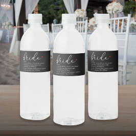 Bride Definition, Vrijgezellenfeest Elegant Script Waterfles Etiket