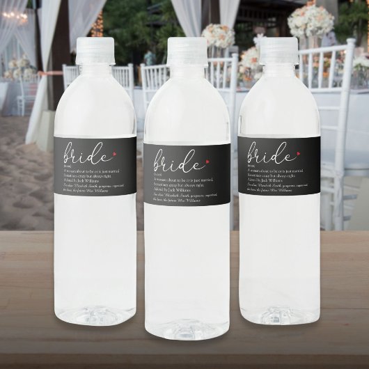 Bride Definition, Vrijgezellenfeest Elegant Script Waterfles Etiket