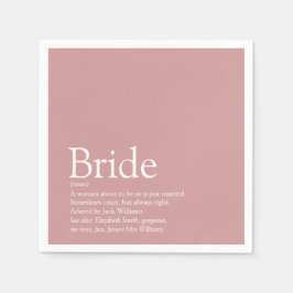 Bride Definition, Vrijgezellenfeest Fun Girly Pink Servet