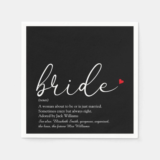 Bride Definition, Vrijgezellenfeest Script Red Hea Servet (Voorkant)