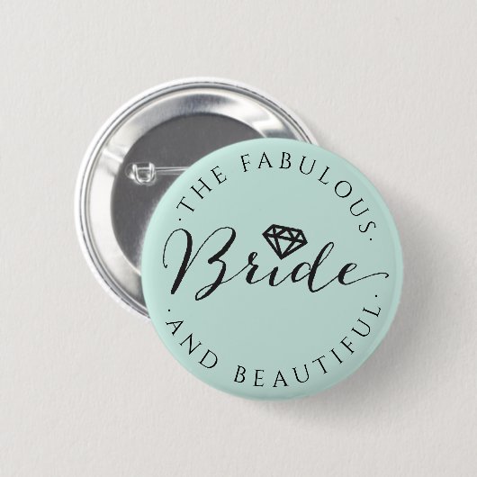 Bride Diamond Classic Script Bruidsfeest Ronde Button 5,7 Cm (Voorkant /achterkant)