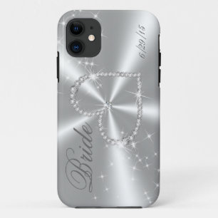 BRIDE - DIAMOND HEART OP SILVER SATIN iPhone 11 HOESJE