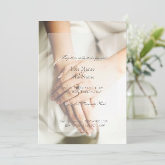 Bride Diamond Ring Wedding Invitation Kaart (Staand voorkant)