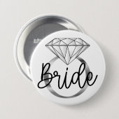 Bride Diamond Verloving Ring Zilver Ronde Button 7,6 Cm (Voorkant /achterkant)