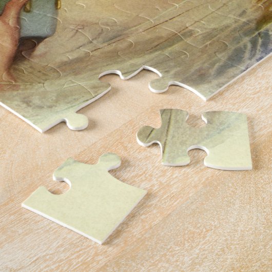  bride die een bijbel, religieuze bruiloft houdt legpuzzel (Zijkant)