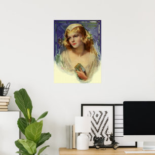 bride die een bijbel, religieuze bruiloft houdt poster