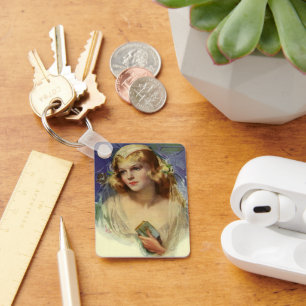 bride die een bijbel, religieuze bruiloft houdt sleutelhanger