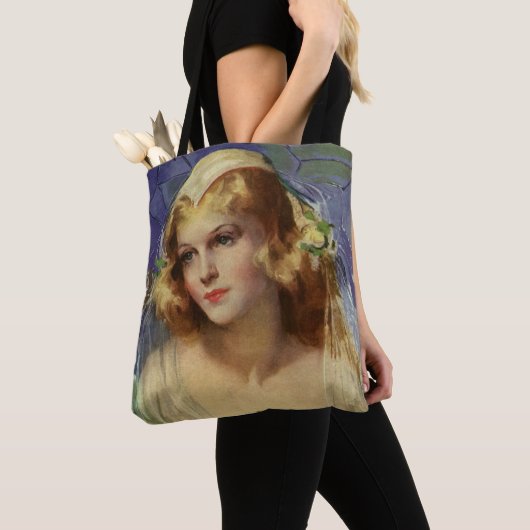 bride die een bijbel, religieuze bruiloft houdt tote bag (Dichtbij)