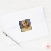 bride die een bijbel, religieuze bruiloft houdt vierkante sticker (Envelop)