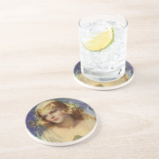 bride die een bijbel, religieuze bruiloft houdt zandsteen onderzetter (Zijkant)