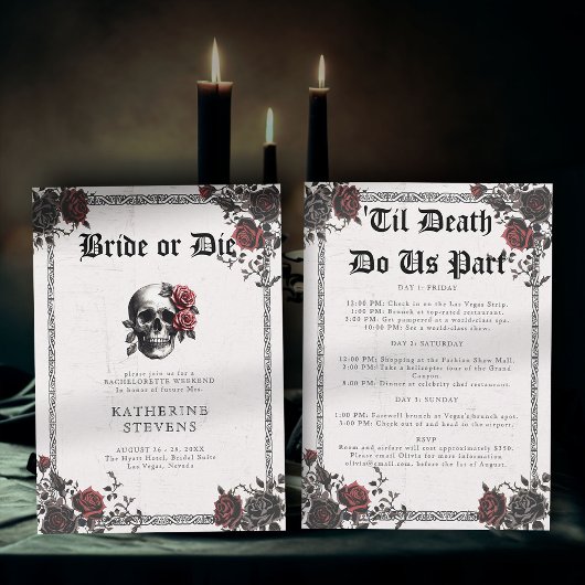 Bride Die Gothic Bloemen Bachelorette Party Route Kaart
