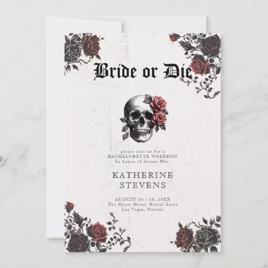 Bride Die Gothic Skull Bachelorette Party Route Kaart (Voorkant)
