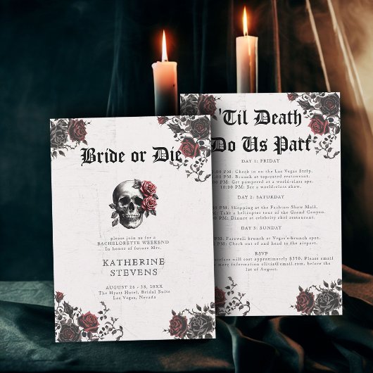 Bride Die Gothic Skull Bachelorette Party Route Kaart