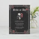 Bride Die Gothic Zwart Bachelorette Party Routebes Kaart (Staand voorkant)