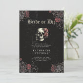 Bride Die Skull Rozen Bachelorette Party Routebesc Kaart (Staand voorkant)