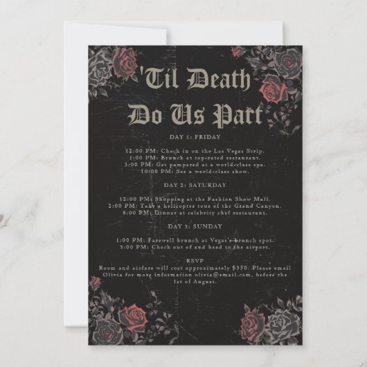 Bride Die Skull Rozen Bachelorette Party Routebesc Kaart (Achterkant)