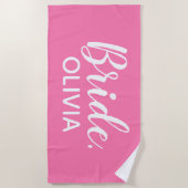 Bride-doornhanddoek (roze en witte Pas getrouwd) Strandlaken (Voorkant)