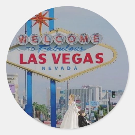 Bride Dragging Groom Las Vegas Sign Sticker (Voorkant)