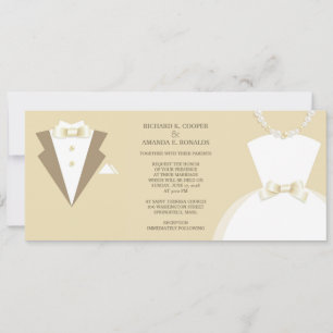 Bride Dress en Groom Tuxedo Wedding Invitation Kaart