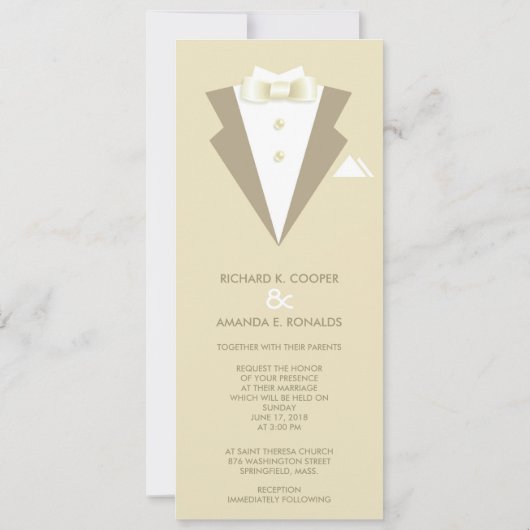 Bride Dress en Groom Tuxedo Wedding Invitation Kaart (Achterkant)