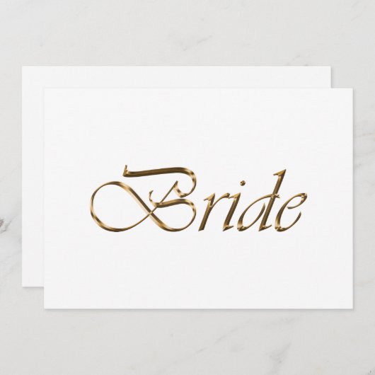 Bride Elegant Gold script Wedding table place card (Voorkant / Achterkant)