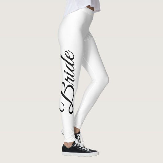 Bride Elegant Script White Black Leggings (Rechts)