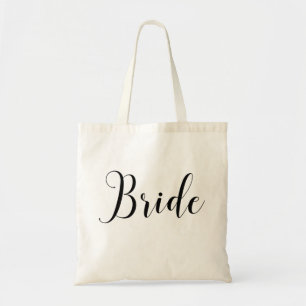 Bride. Elegant zwarte en witte bruiloft Tote Bag