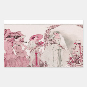 Bride en aanwezigen rechthoekige sticker