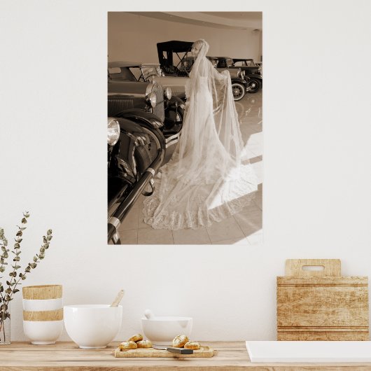 Bride en Antiek auto's Poster (Keuken)